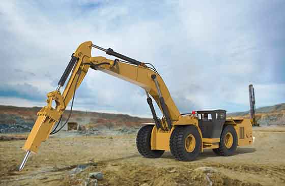 A picture that the drilling machine is doing mining operations